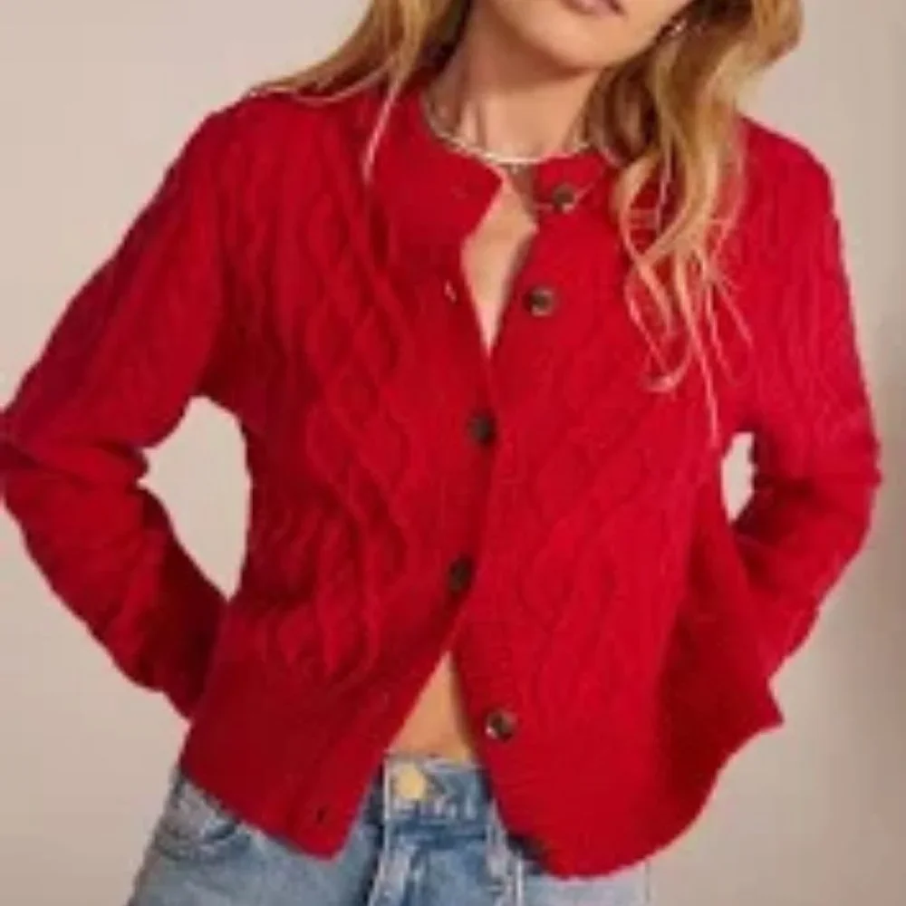 Favorite Daughter Wool & Cashmere Blend Cable Cardigan Sweater - Picture 3 of 6